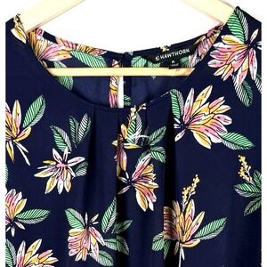41 Hawthorn‎ Short Sleeve Round Neck Blouse Keyhole Tropical Floral Womens XL